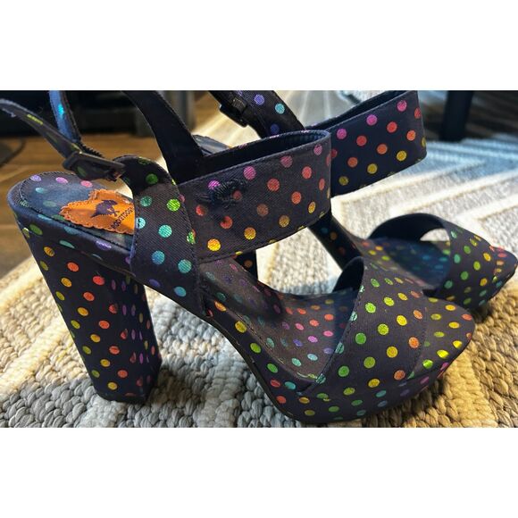 Rocket Dog Navy Iridescent Polka Dot Platform Heels Size 8 NWOT or box - Picture 4 of 7
